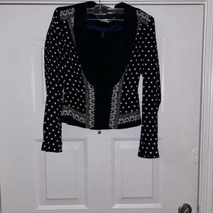 EC WH|BM Black and White 100% Silk Tailored Blazer - Size 00
